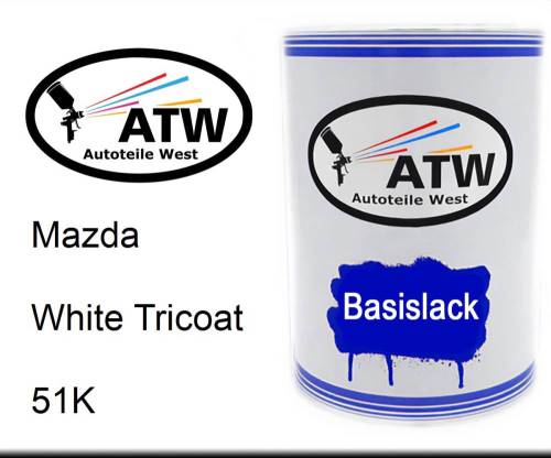 Mazda, White Tricoat, 51K: 500ml Lackdose, von ATW Autoteile West.